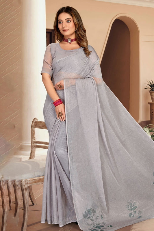 Grey Silk Designer Saree NCLC11210390