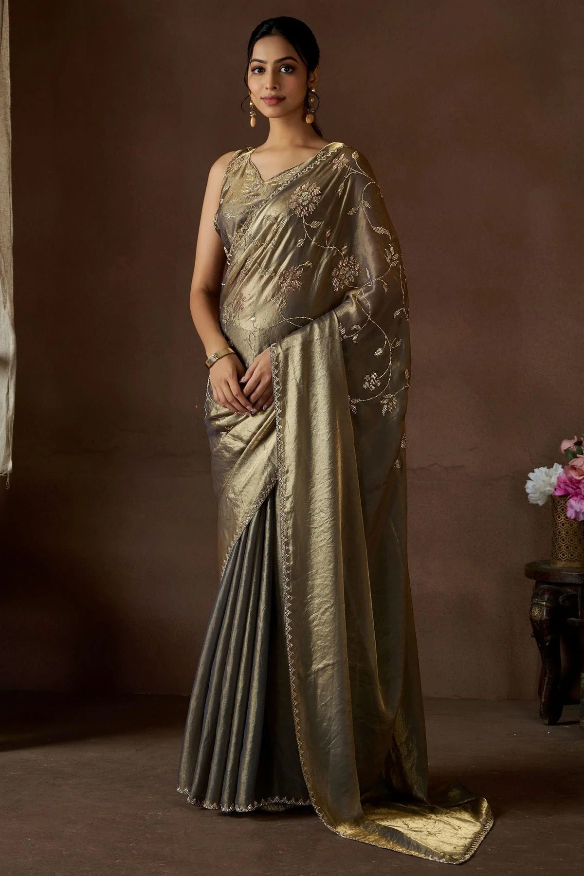 Grey Silk Designer Saree NCSD11210183