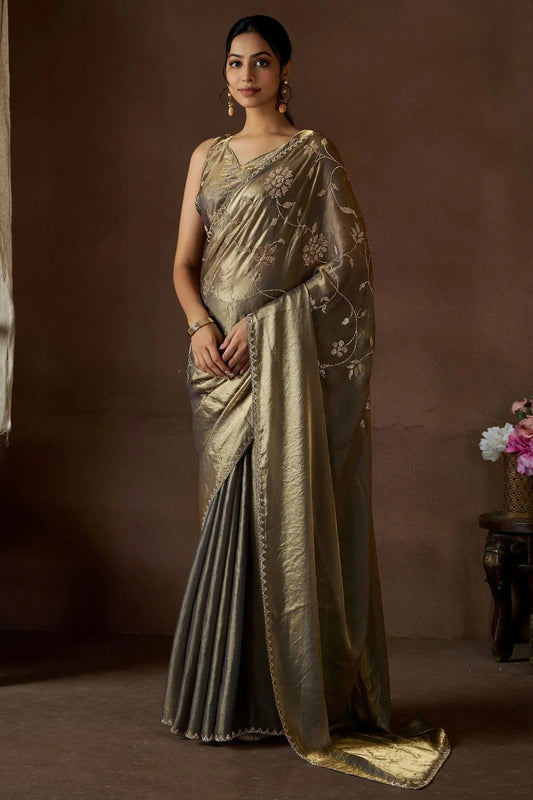 Grey Silk Designer Saree NCSD11210183