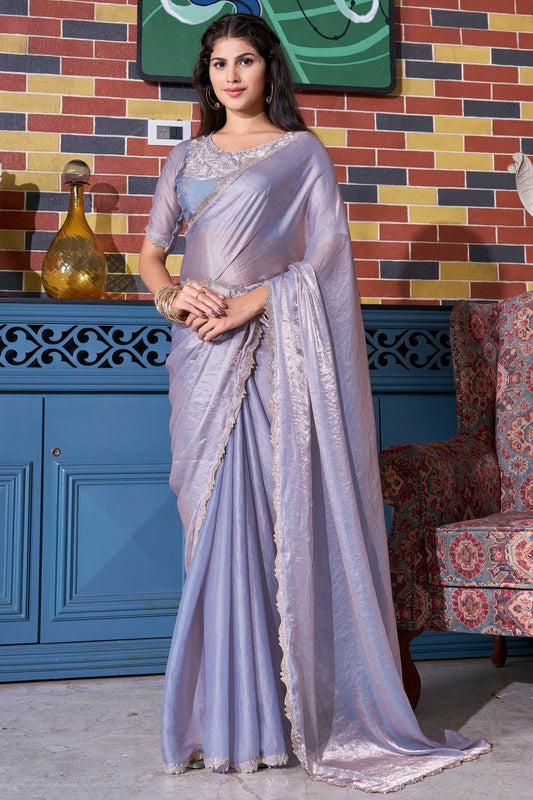 Grey Silk Designer Saree NCSD11210189