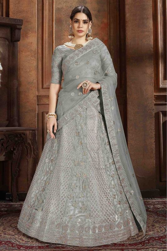Grey Soft Net Embroidery Lehenga Choli NCLC10810375