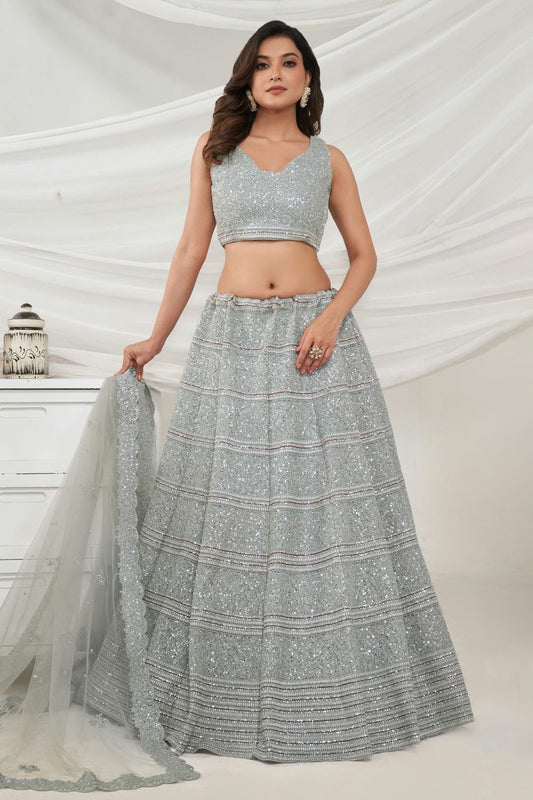 Grey Soft Net Lehenga Choli NCLC10310127