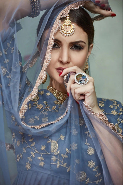 Grey Soft Net Sequins Lehenga Choli NCLC10810519