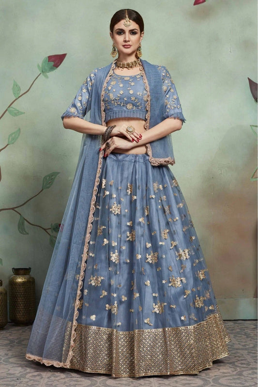 Grey Soft Net Sequins Lehenga Choli NCLC10810519