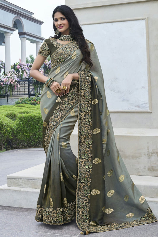Grey Tissue Silk Designer Saree NCSD11112199