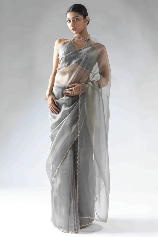 Grey Tissue Silk Ready To Wear Saree NCSD11210110