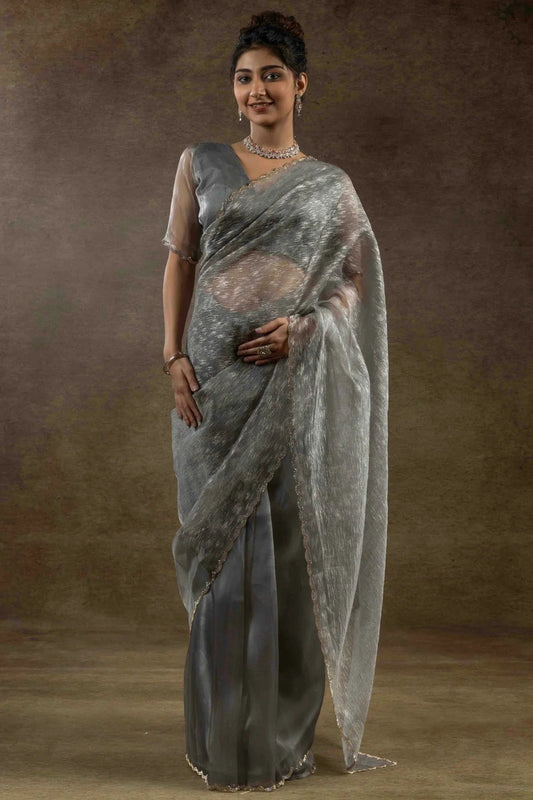 Grey Tissue Silk Ready To Wear Saree NCSD11210113