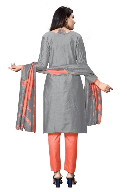 Grey Unstitched Cotton Straight Suit NCUS11610485