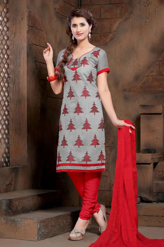 Grey Unstitched Modal Cotton Churidar Suit NCUS11610195