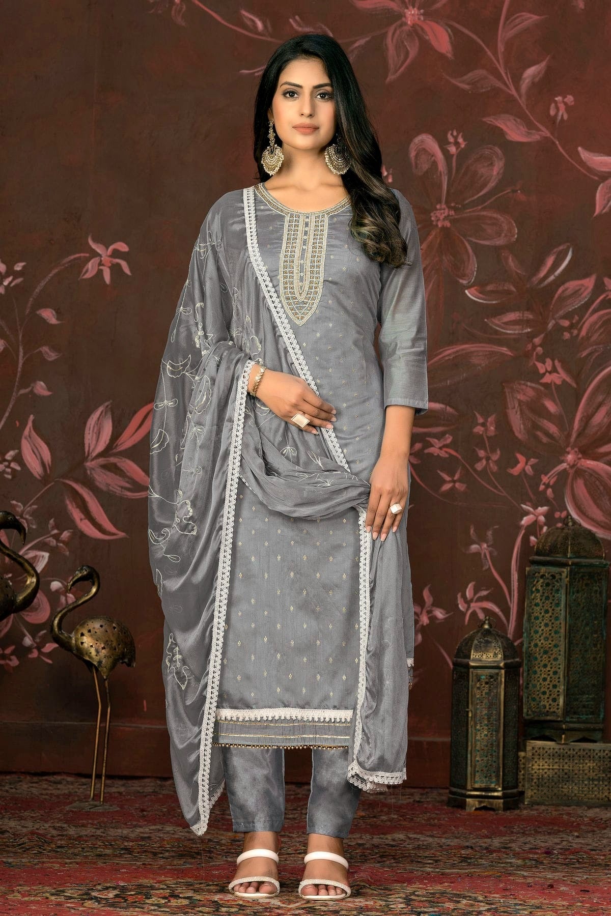 Grey Unstitched Modal Cotton Pant Style Suit NCUS11610178