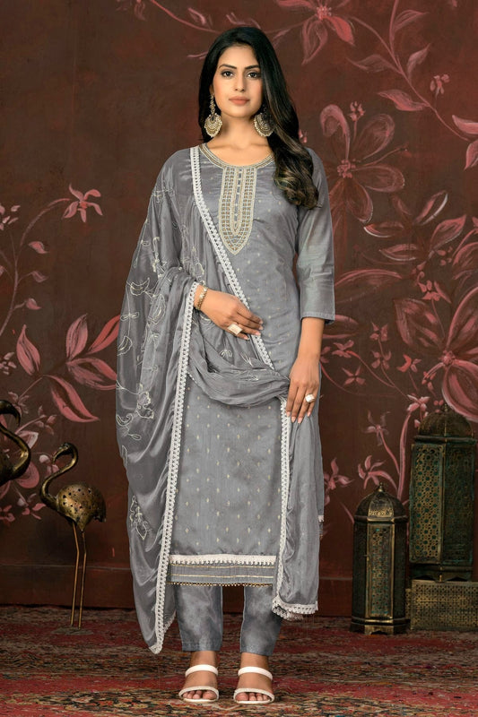 Grey Unstitched Modal Cotton Pant Style Suit NCUS11610178