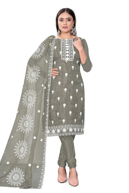 Grey Unstitched Organza Churidar Suit NCUS11610464