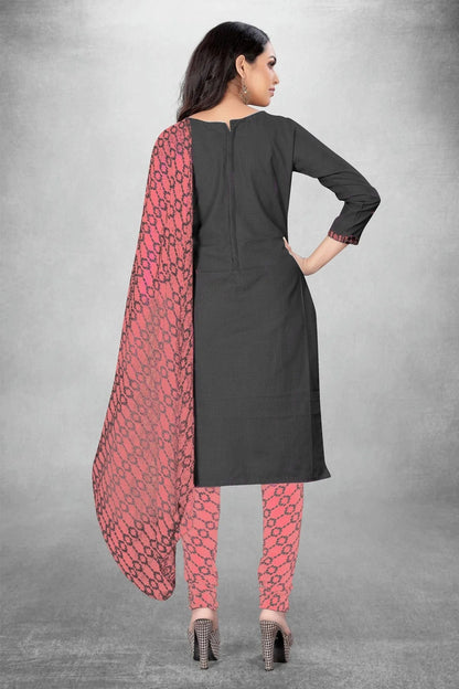 Grey Unstitched Slub Cotton Churidar Suit NCUS11610417