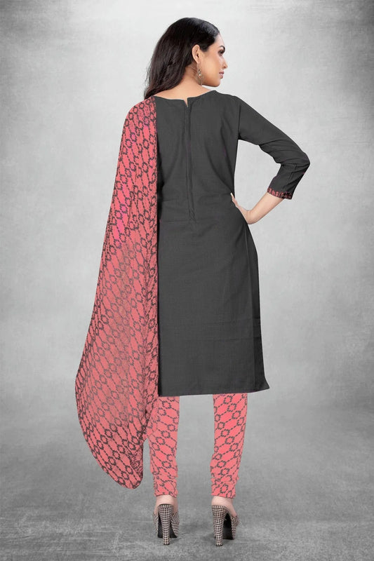 Grey Unstitched Slub Cotton Churidar Suit NCUS11610417