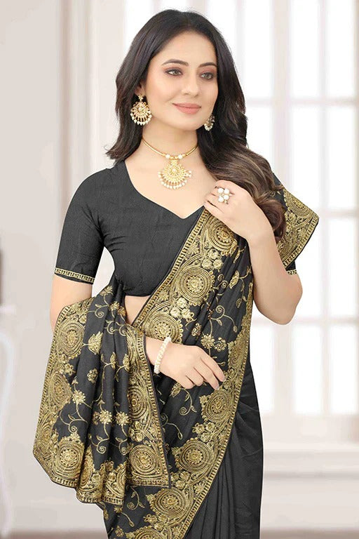 Grey Vichitra Silk Designer Saree NCSD10910777