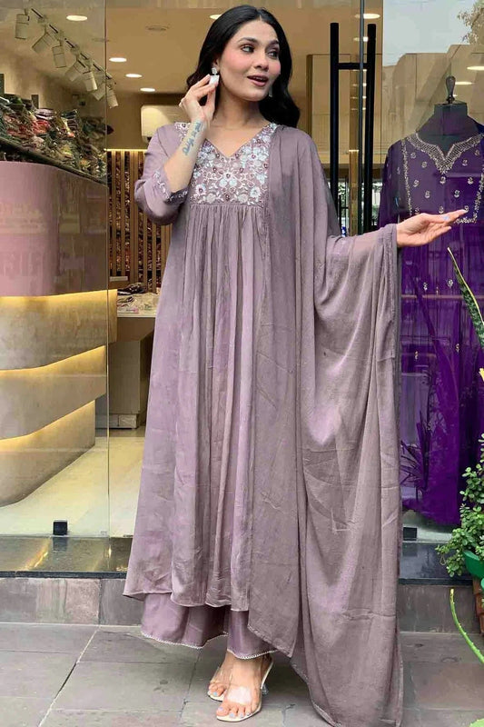 Grey Viscose Chinon Stitched Suit NCSS11110657