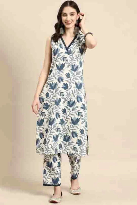 Grey Viscose Printed Top and Bottom  NCSS11110343