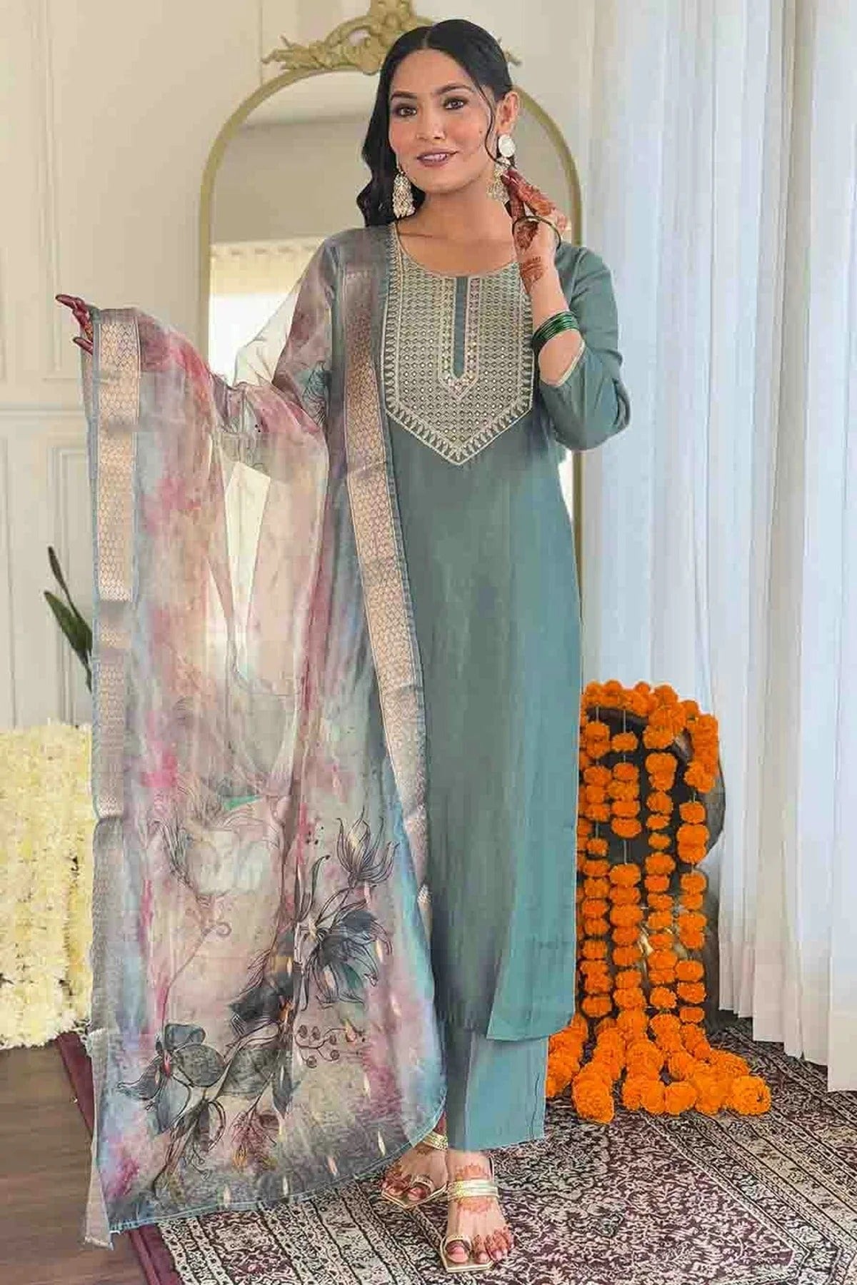 Grey Viscose Stitched Pant Style Suit NCSS11110223