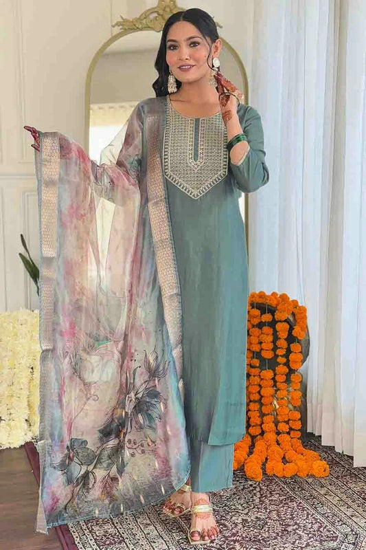 Grey Viscose Stitched Pant Style Suit NCSS11110223