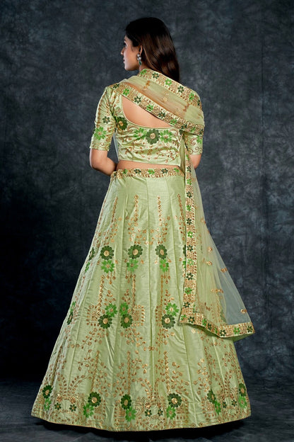Italian Silk Designer Lehenga CholiIn Pista Green  NCLC12710159