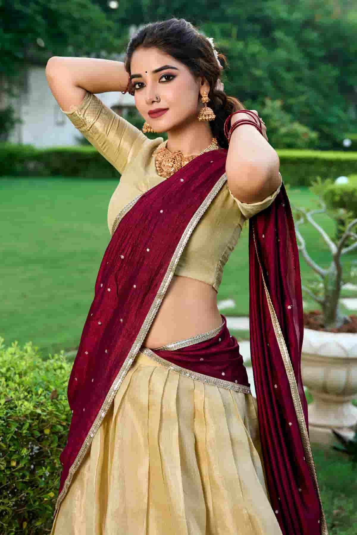 Kanchipuram Zari Woven Work Lehenga Choli In Cream Colour NCLD1300025