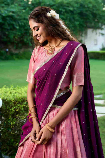 Kanchipuram Zari Woven Work Lehenga Choli In Light Pink Colour NCLD1300028