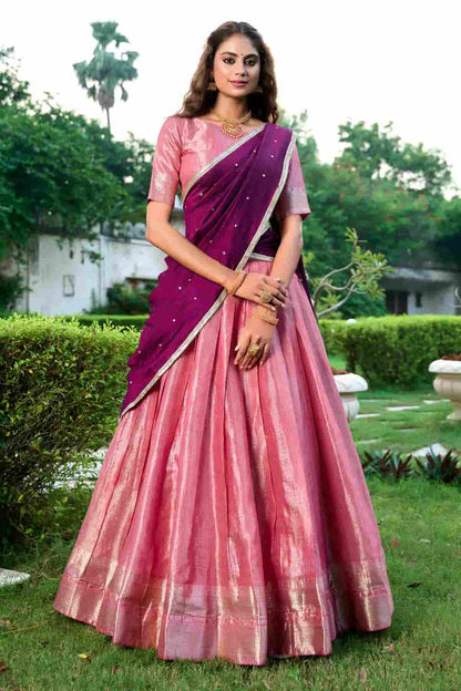 Kanchipuram Zari Woven Work Lehenga Choli In Light Pink Colour NCLD1300028