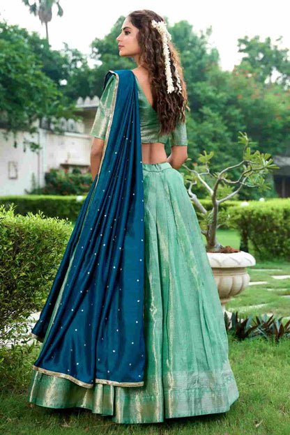 Kanchipuram Zari Woven Work Lehenga Choli In Pista Green Colour NCLD1300026