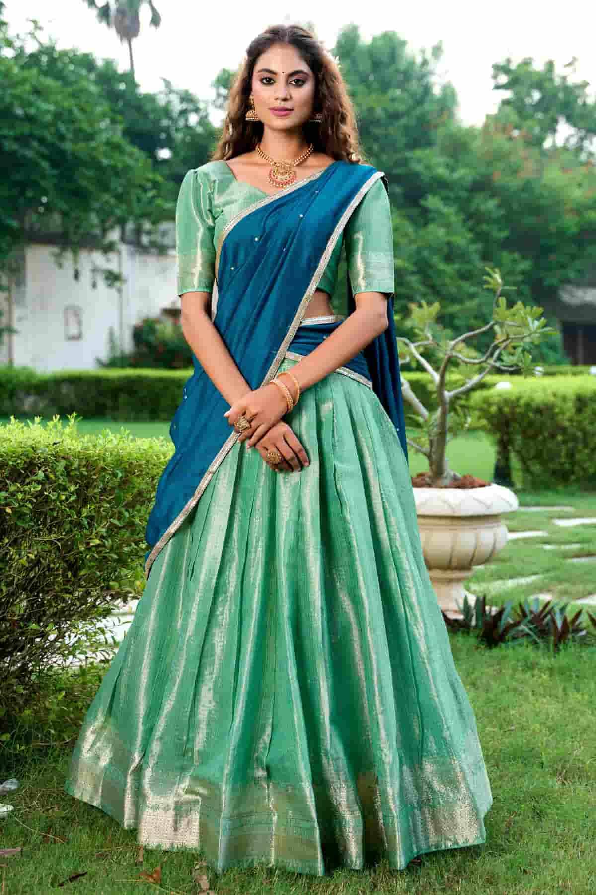 Kanchipuram Zari Woven Work Lehenga Choli In Pista Green Colour NCLD1300026