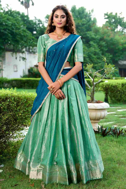 Kanchipuram Zari Woven Work Lehenga Choli In Pista Green Colour NCLD1300026
