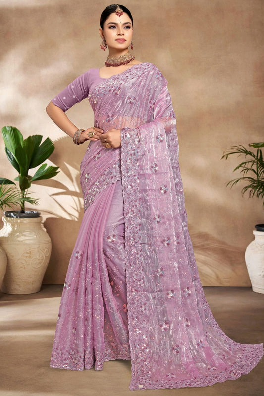 Lavender Burberry Silk Designer Saree NCSD10910175