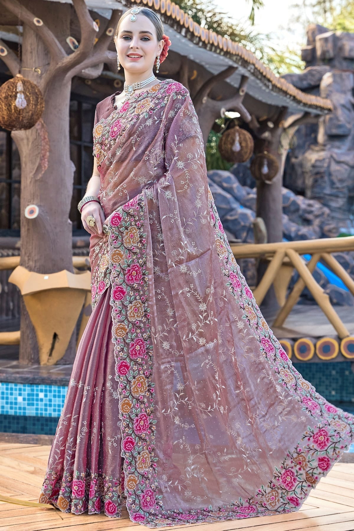 Lavender Burberry Silk Designer Saree NCSD11210250