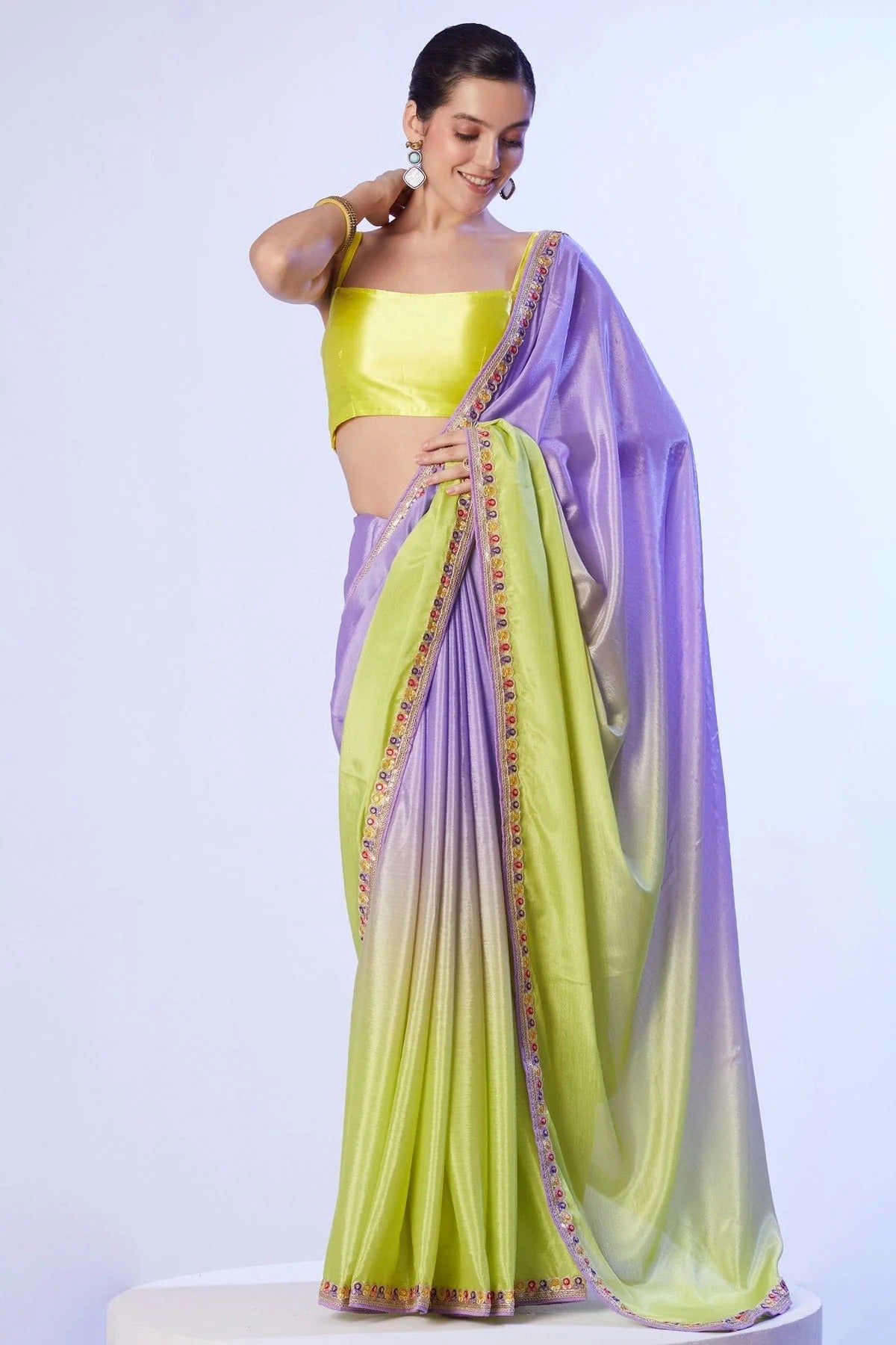 Lavender Chinon Designer Saree NCSD11111183
