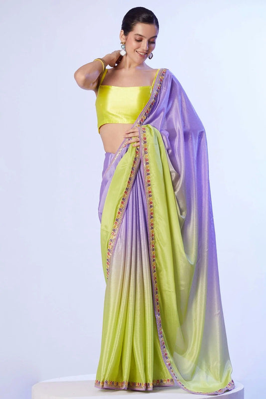 Lavender Chinon Designer Saree NCSD11111183