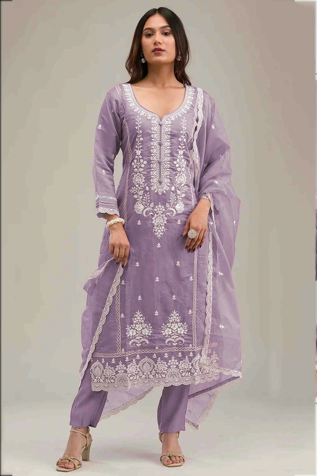 Lavender Cotton Pakistani Suit NCSM11410236