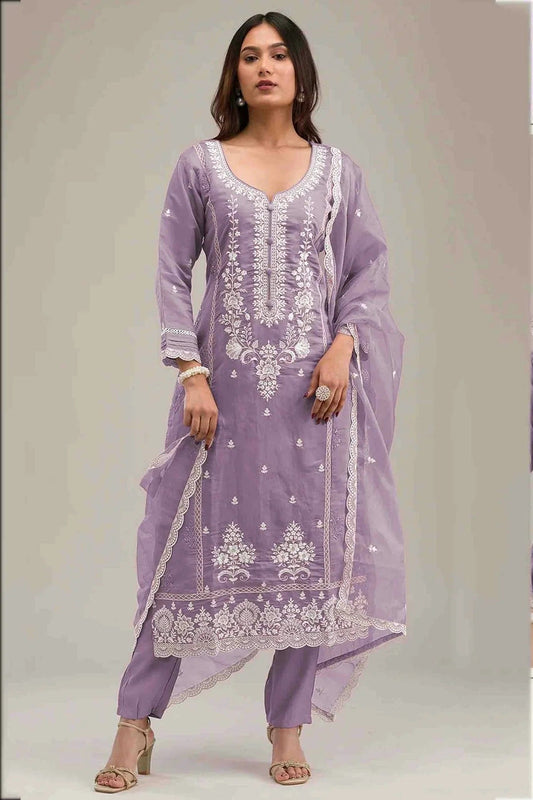 Lavender Cotton Pakistani Suit NCSM11410236