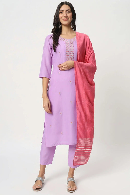 Lavender Cotton Stitched Salwar Suit NCSS11111946