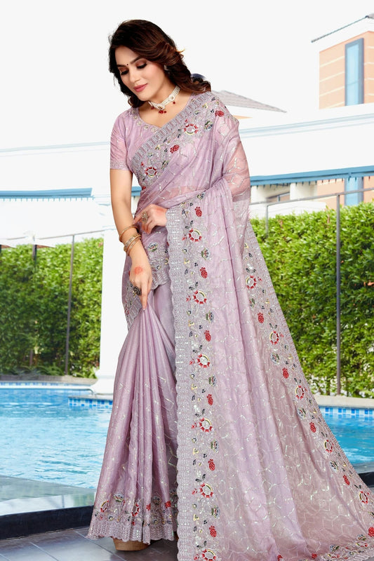 Lavender Crepe Silk Designer Saree NCLC11210473