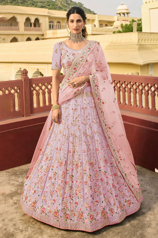 Lavender Embroidery Organza Lehenga Choli NCLD10810243