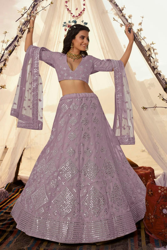 Lavender Embroidery Organza Lehenga Choli NCLD10810337