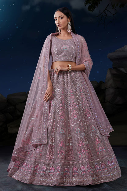 Lavender Embroidery Soft Net Lehenga Choli NCLD10810314