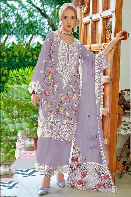 Lavender Faux Georgette Pakistani Suit NCSM11410213