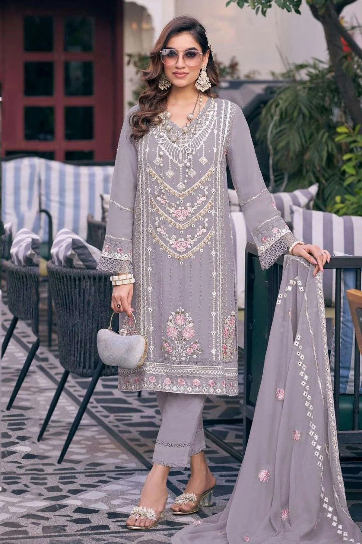 Lavender Faux Georgette Pakistani Suit NCSM11410548