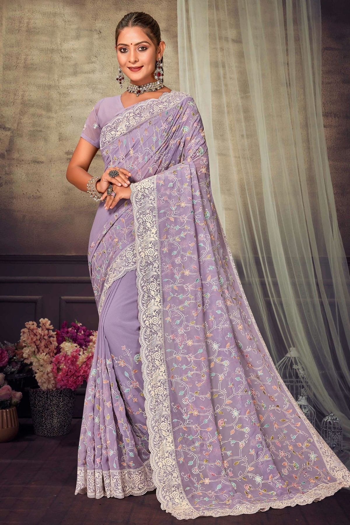 Lavender Georgette Designer Saree NCLC11210316