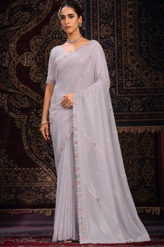 Lavender Georgette Designer Saree NCSD10810196