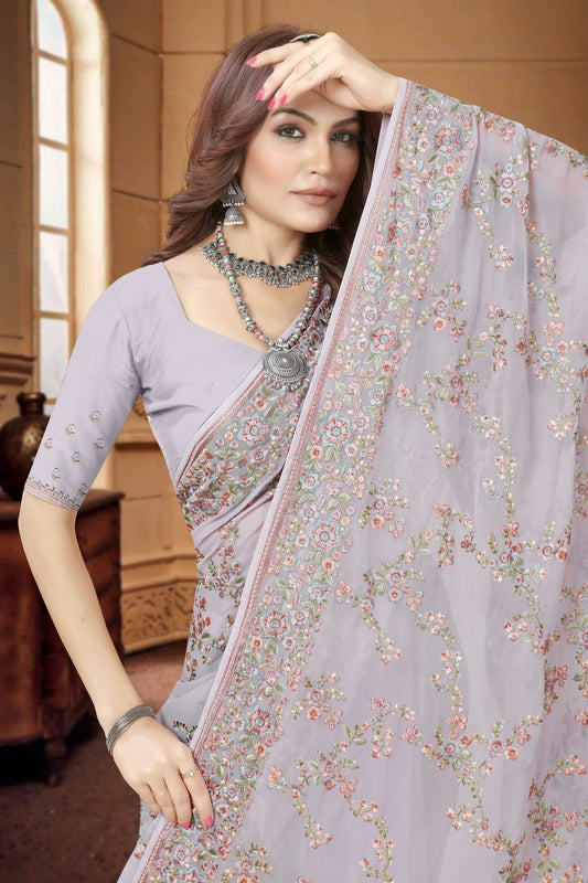 Lavender Georgette Saree NCSD10910293