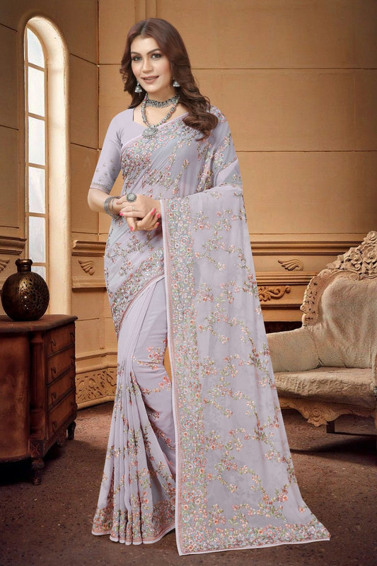 Lavender Georgette Saree NCSD10910293