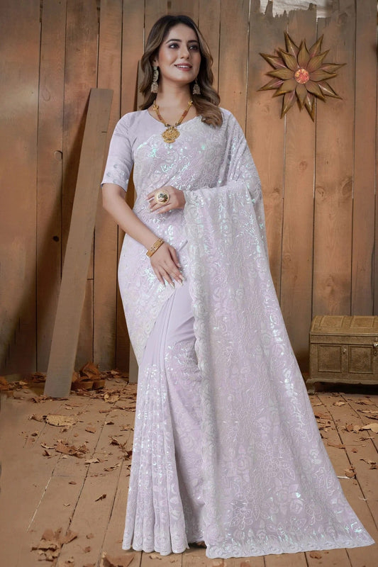Lavender Georgette Saree NCSD10910332