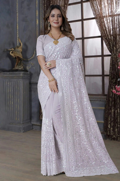 Lavender Georgette Saree NCSD10910337