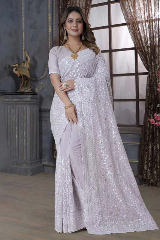 Lavender Georgette Saree NCSD10910337